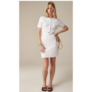 J. CREW Textured Lady Sweater Dress Size XS White NWT Nautical Preppy Bride Work